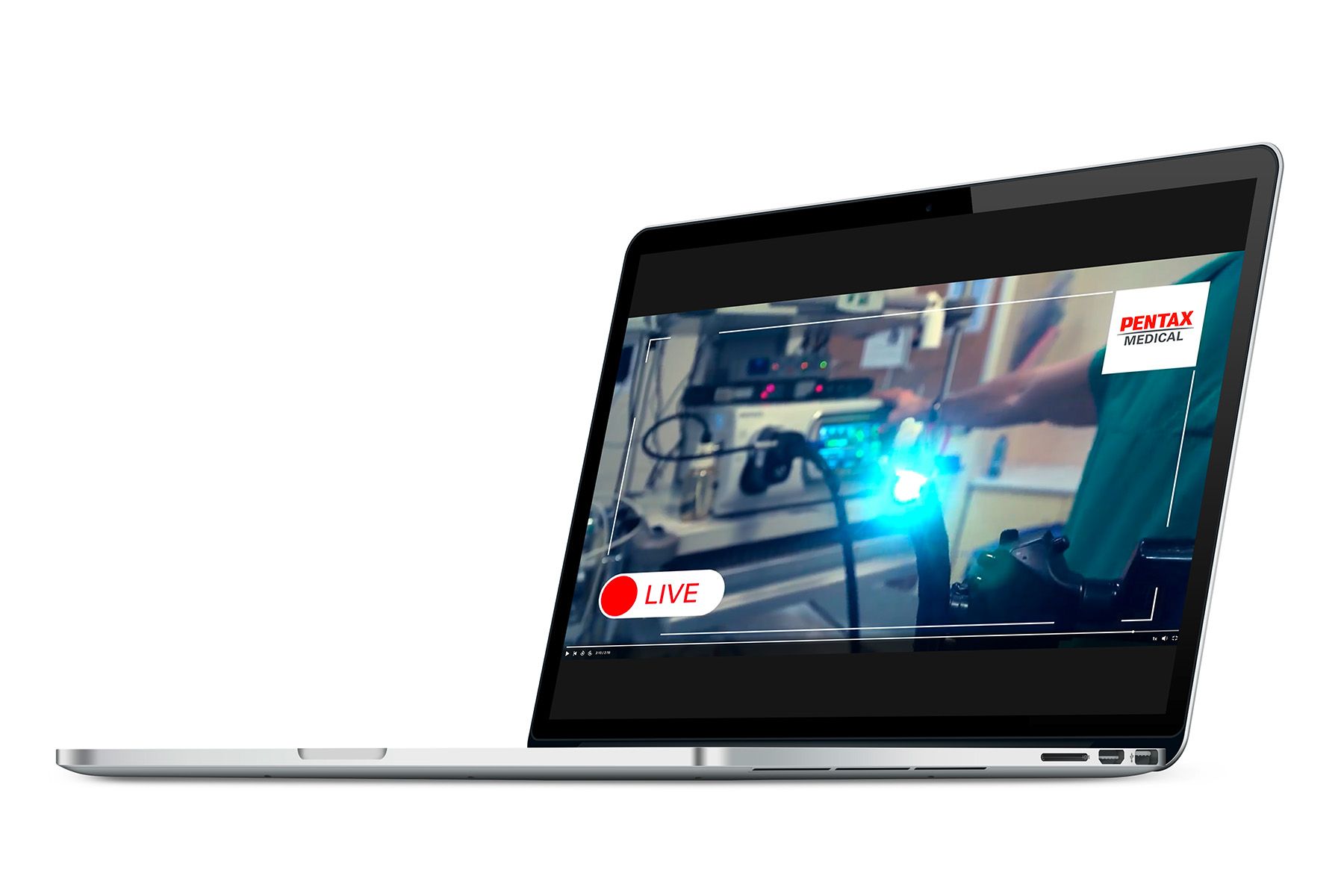 Laptop showing a live video of an endoscopy training